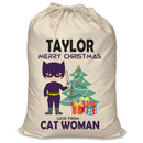 PERSONALISED Cartoon Inspired Super Hero Cat Woman TAYLOR - XL Children's Christmas Santa Sack CUSTOMISE Present
