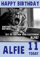 Personalised Cat Kids Adult FUNNY Birthday Card