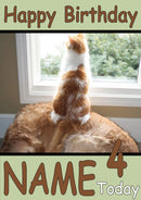 Cat Sat On Dog To See Funny Kids Adult Personalised Birthday Card Gift Present