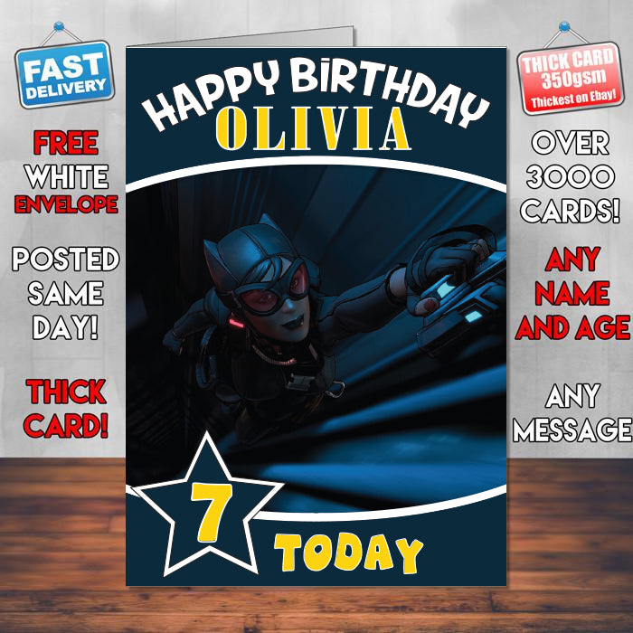 Catwoman Batman Inspired Style Game Kids Inspired Birthday Card (SA)
