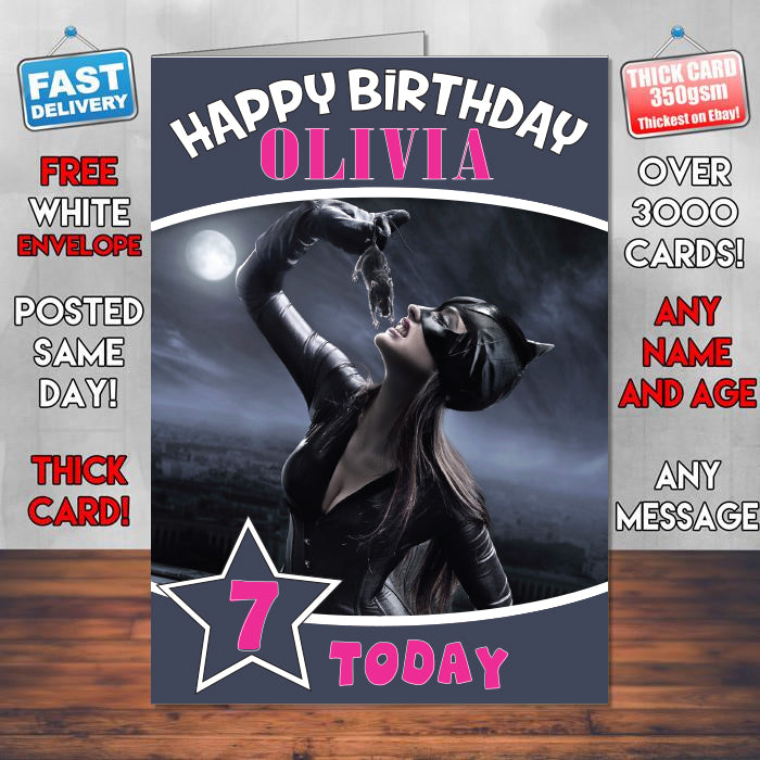 Catwoman Concept Inspired Style Game Kids Inspired Birthday Card (SA)