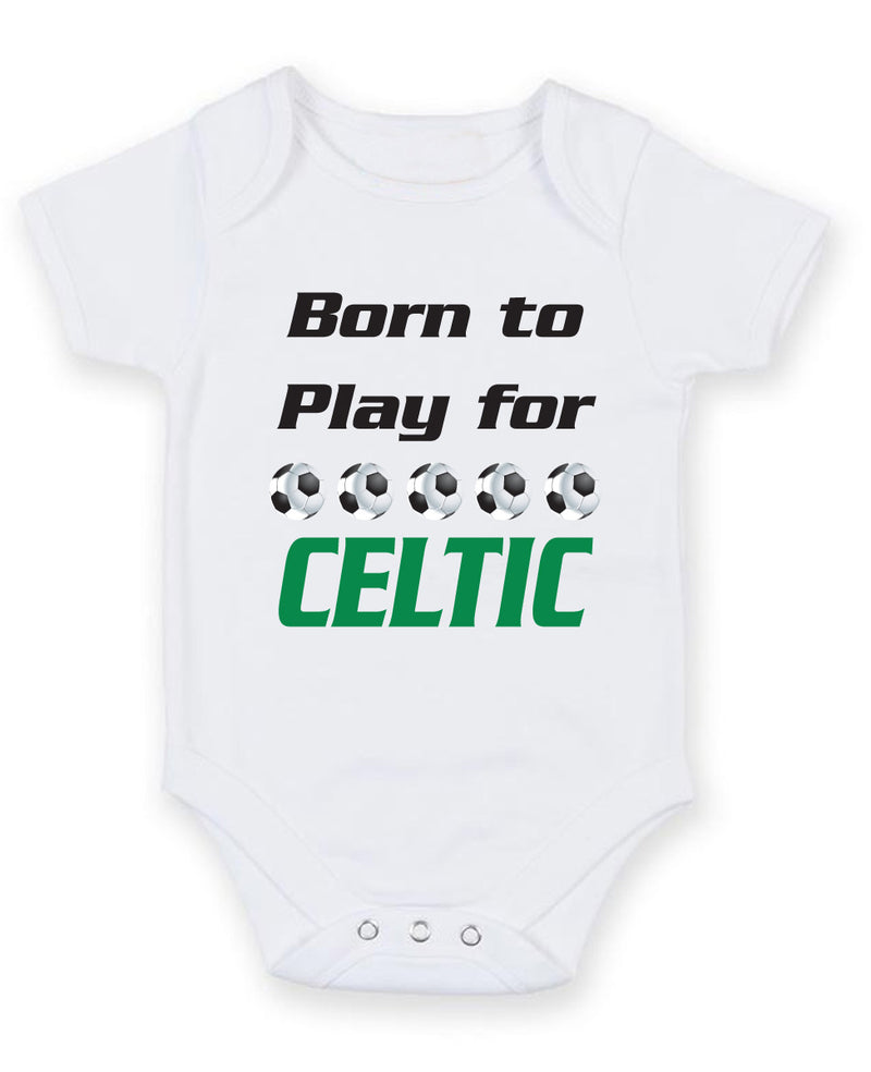 Celtic Born to Play Football Fan Baby Grow Bodysuit