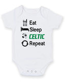 Celtic Eat Sleep Repeat Football Fan Baby Grow Bodysuit