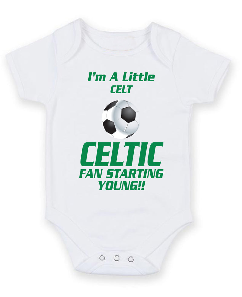 Celtic Fan Starting Football Fan Baby Grow Bodysuit