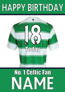 Celtic Fan FOOTBALL TEAM THEME INSPIRED PERSONALISED Kids Adult Birthday Card