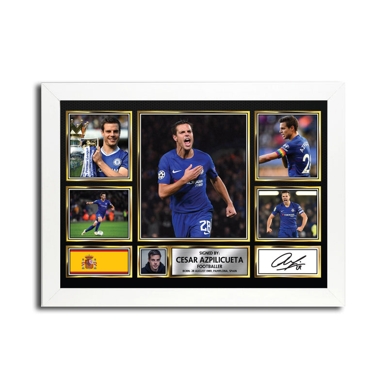 César Azpilicueta MC1569  - Black Frame Autographed Football Poster