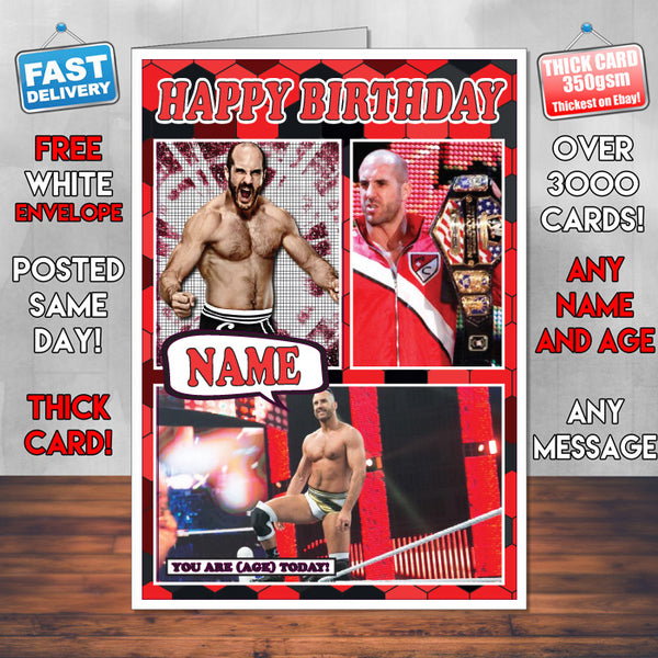 Cesaro KE Inspired Style Personalised Wrestling WWE Birthday Card