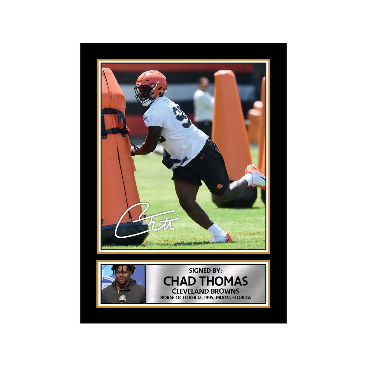 Chad Thomas 2 American Football Printed Signature Print – Reproduction Print