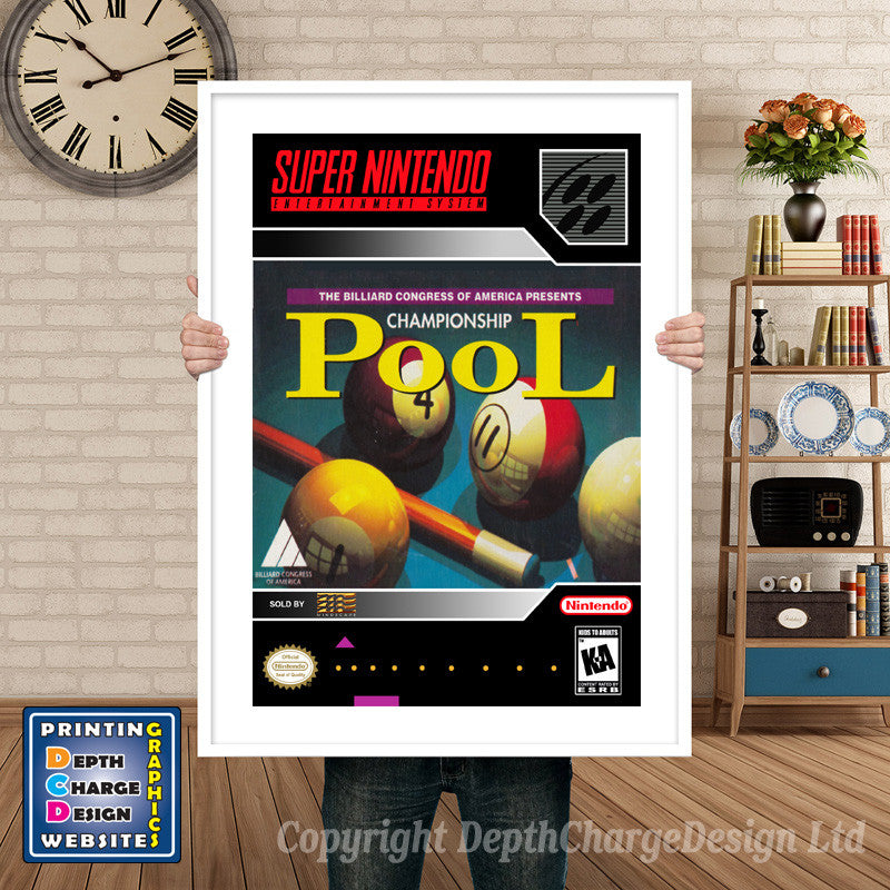 Championship Pool Super Nintendo GAME INSPIRED THEME Retro Gaming Poster A4 A3 A2 Or A1 – Championship Pool Super Nintendo Game Inspired Theme Retro Gaming Poster