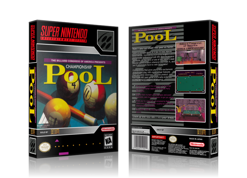 Championship Pool Replacement Nintendo SNES Game Case Or Cover