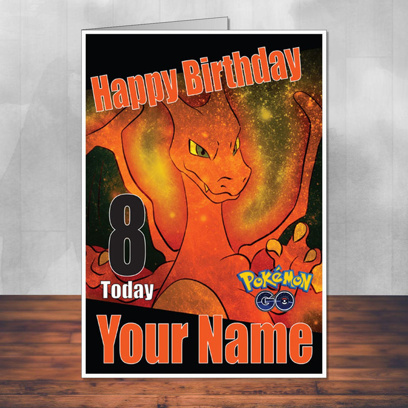 Charizard Paint Pokemon Go THEME INSPIRED Kids Adult Personalised Birthday Card Birthday Card