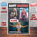 Charlotte Flair KE Inspired Style Personalised Wrestling WWE Birthday Card