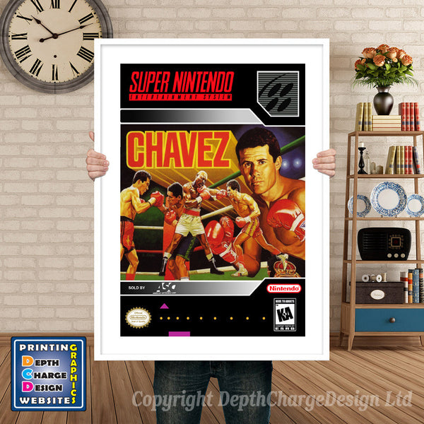 Chavez Super Nintendo Game Inspired Theme Retro Gaming Poster