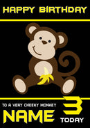 Personalised Cheeky Monkey Kids Adult FUNNY Birthday Card