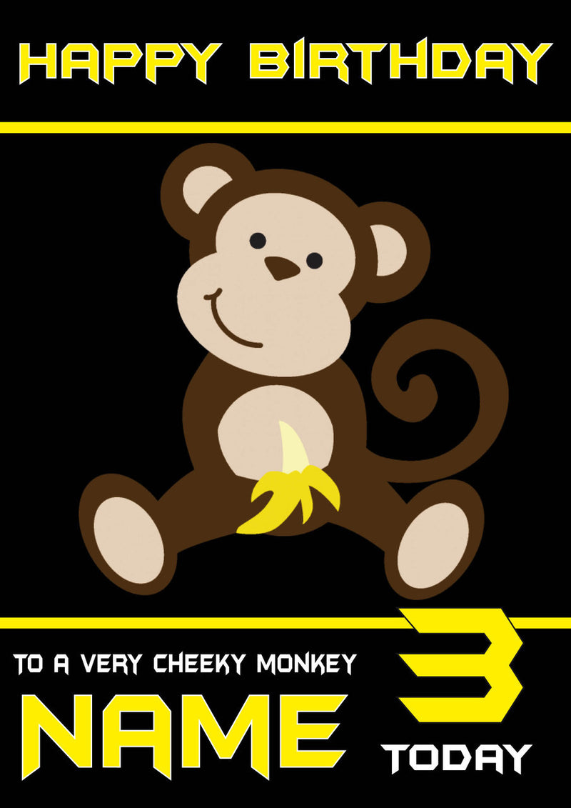 Personalised Cheeky Monkey Kids Adult FUNNY Birthday Card