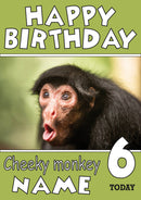 Personalised Cheeky Monkey Kids Adult FUNNY Birthday Card 2