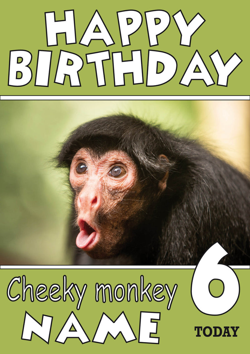 Personalised Cheeky Monkey Kids Adult FUNNY Birthday Card 2