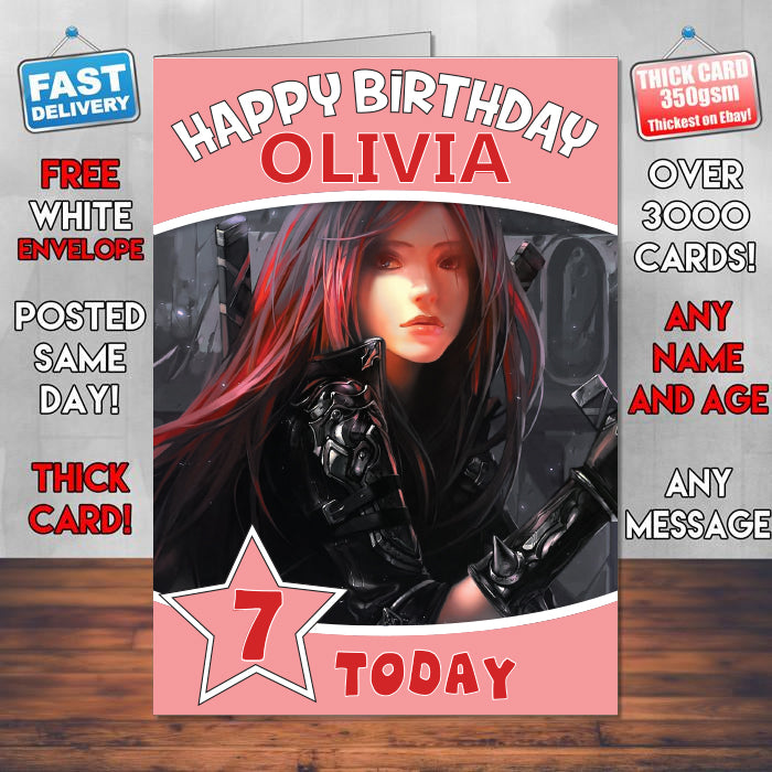 Chenbo Anime Girl Inspired Style Game Kids Inspired Birthday Card (SA)