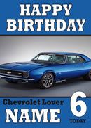 Personalised Chev Car THEME INSPIRED Style PERSONALISED Kids Adult FUNNY Birthday Card
