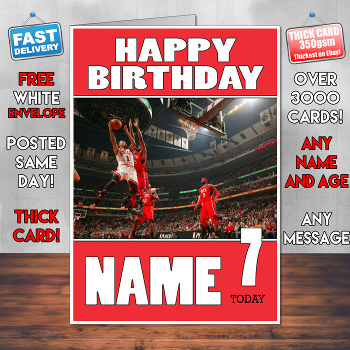 Personalised Chicago Bulls THEME INSPIRED Birthday Card
