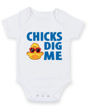 Chicks Dig Me Personalised Baby Boy Girl Unisex Short Sleeve Bodysuit