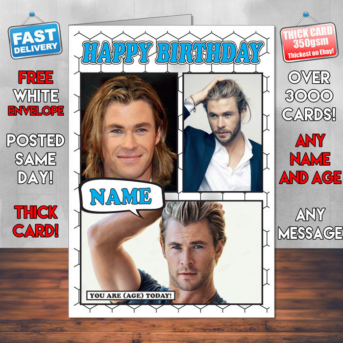 Chris Hemsworth Personalised Celebrity Birthday Card New 2017