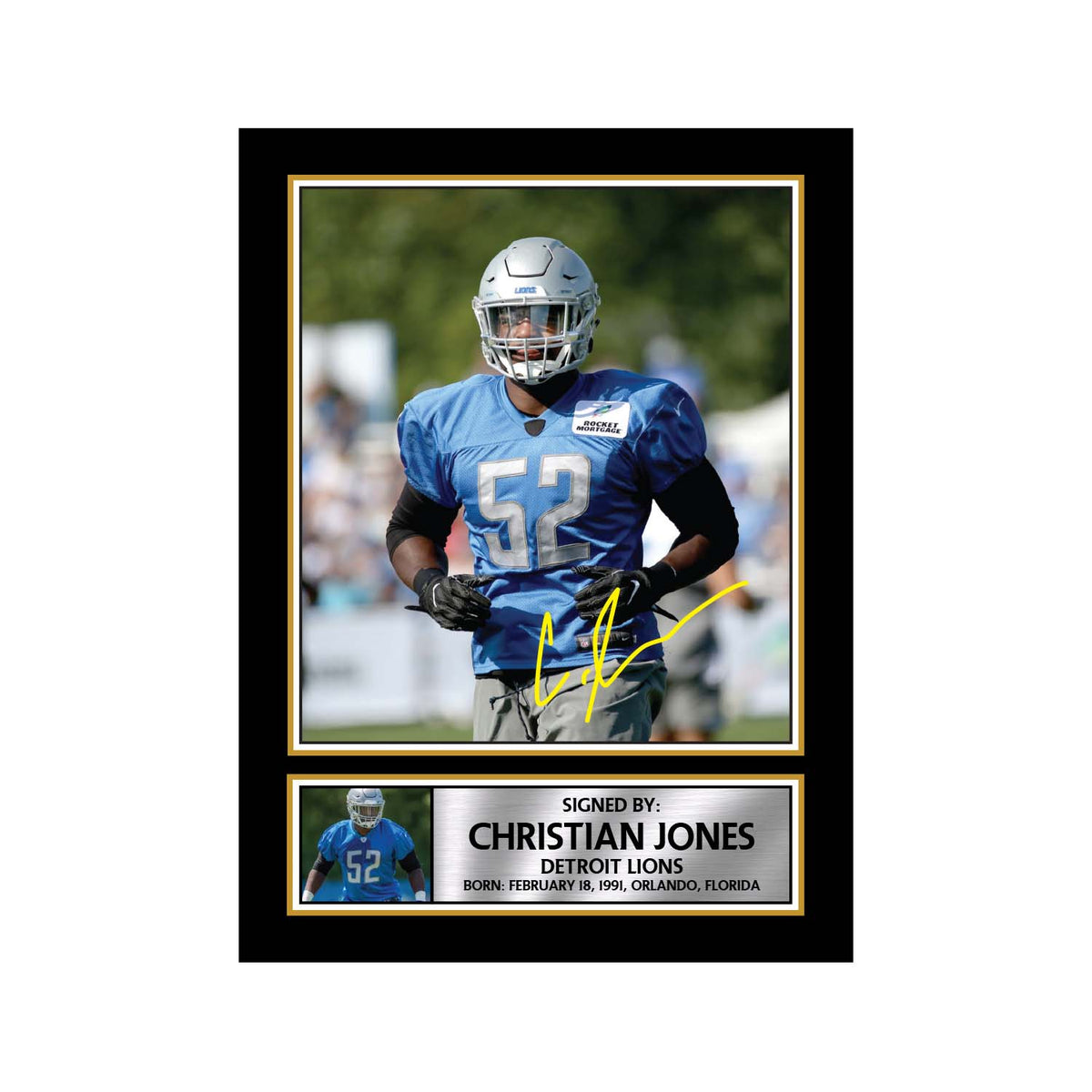 Christian Jones American Football Printed Signature Print – A1 Print Only