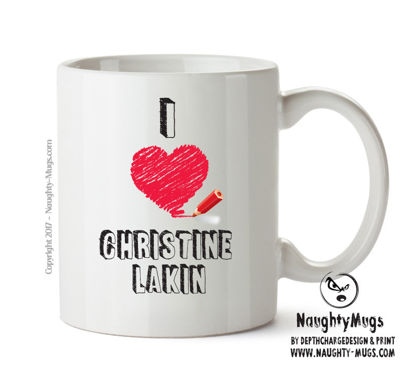 I Love Christine Lakin Mug - I Love Celebrity Mug - Novelty Gift Printed Tea Coffee Ceramic Mug