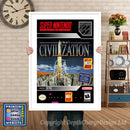 Civilization Super Nintendo GAME INSPIRED THEME Retro Gaming Poster A4 A3 A2 Or A1