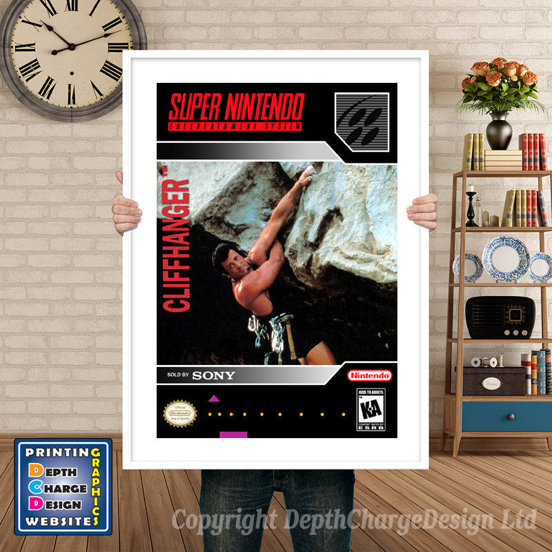 Cliffhanger Super Nintendo GAME INSPIRED THEME Retro Gaming Poster A4 A3 A2 Or A1