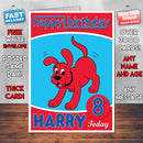 Clifford The Big Red Dog 1 Style Theme Personalised Kidshows Birthday Card (SA)