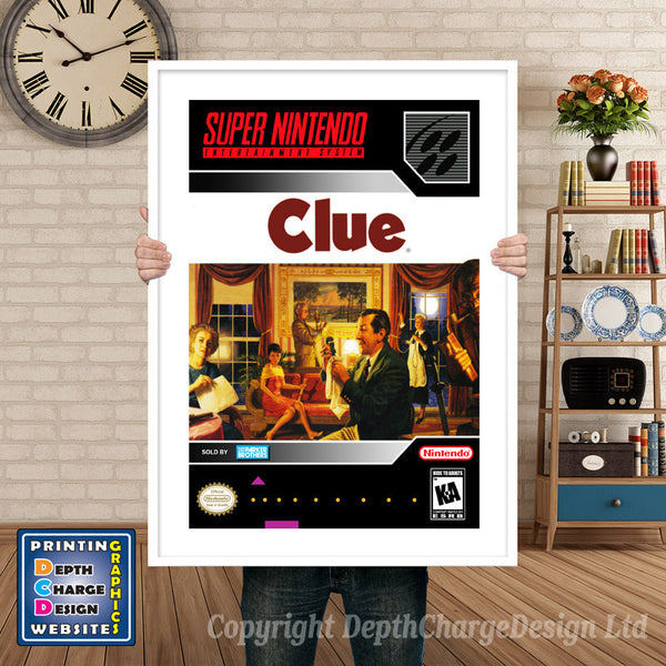 Clue Super Nintendo Game Inspired Theme Retro Gaming Poster