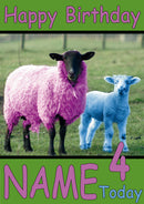 Colourful Sheep Funny Kids Adult Personalised Birthday Card Gift Present