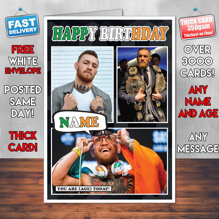 Conor Mcgregor KE Inspired Style Personalised MMA Birthday Card