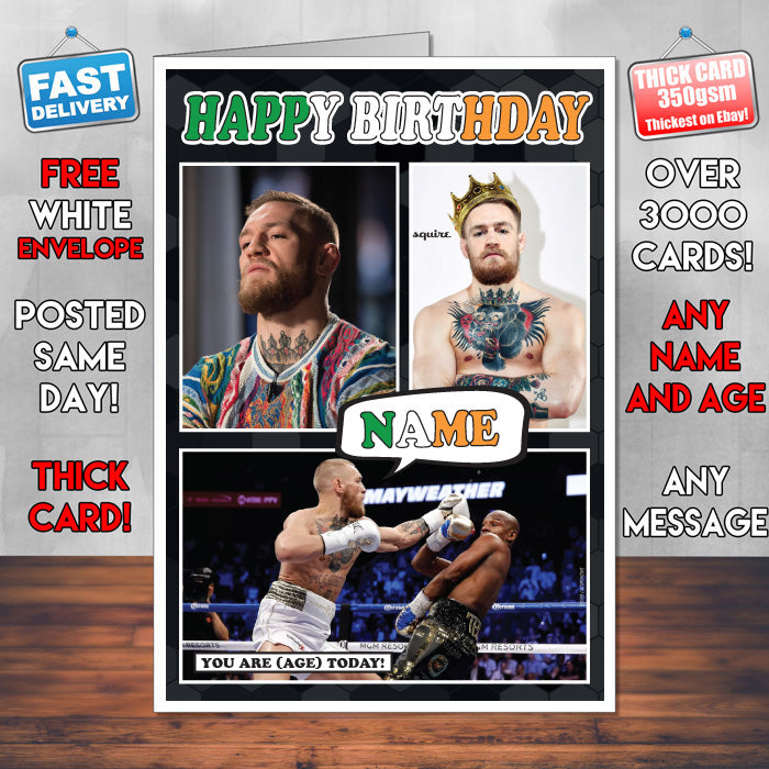 Conor Mcgregor New Design 2 KE Inspired Style Personalised MMA Birthday Card