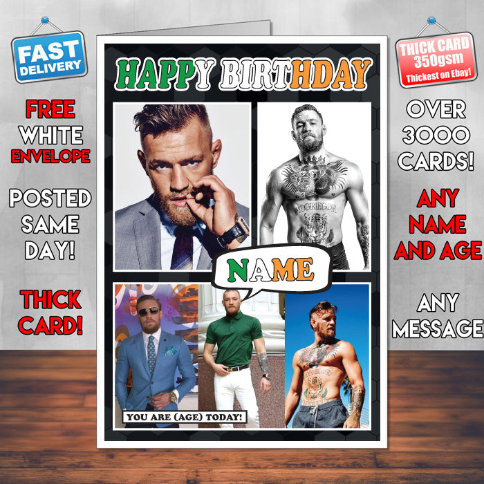 Conor Mcgregor New Design 4 KE Inspired Style Personalised MMA Birthday Card