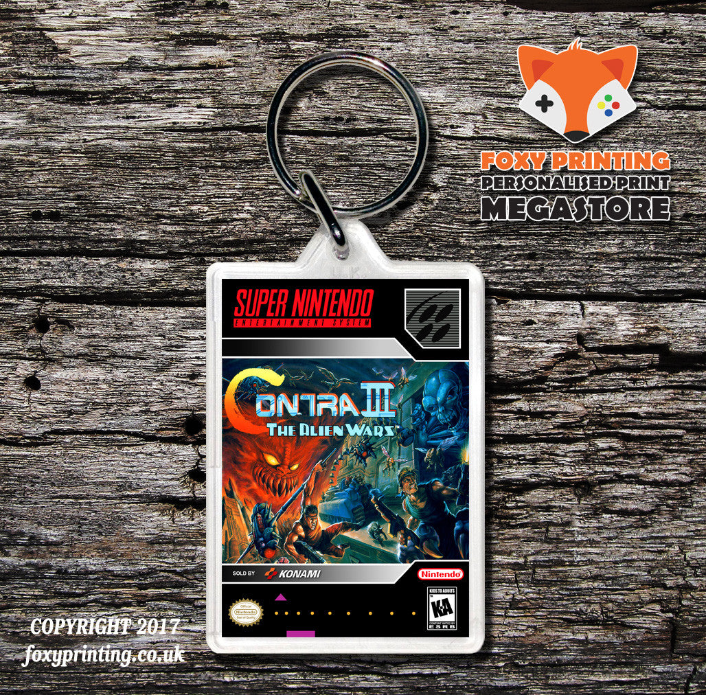 Contra III Game Inspired Retro Gaming Keyring