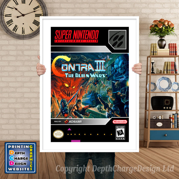 Contra III Super Nintendo Game Inspired Theme Retro Gaming Poster