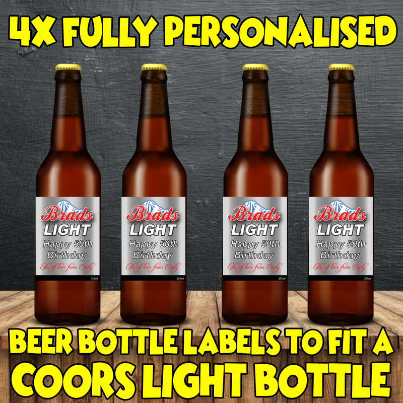 PERSONALISED Coors Light Bottle Label - custom name bottle lables