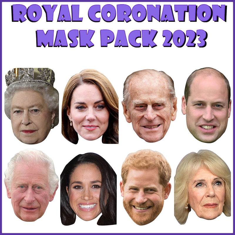 8 Pack Royal Family Coronation 2023 Celebrities Face Mask Fancy Dress