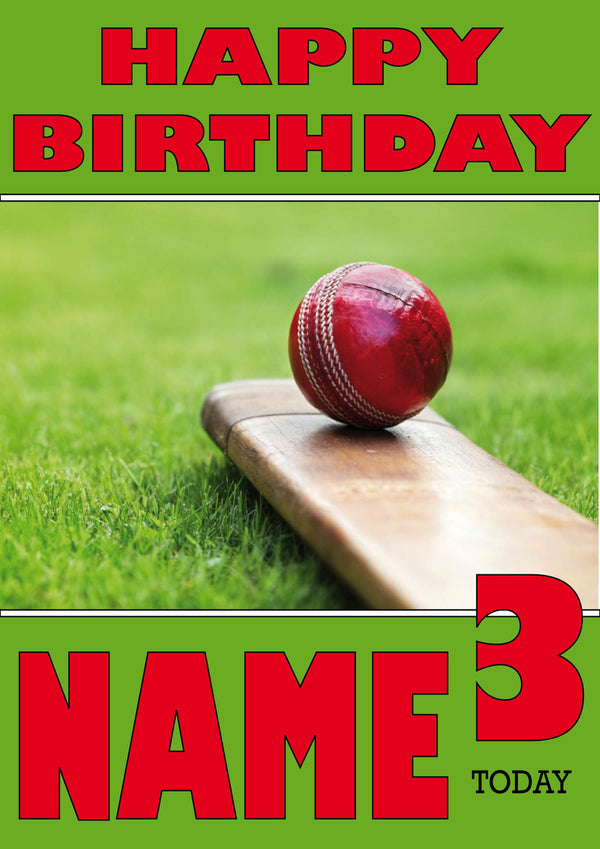 Cricket Bat And Ball THEME INSPIRED Style PERSONALISED Kids Adult FUNNY Birthday Card