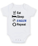 Crystal Palace Eat Sleep Repeat Football Fan Baby Grow Bodysuit