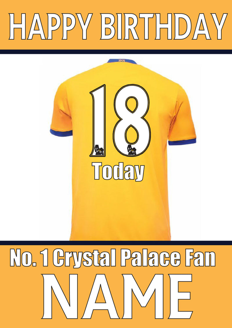 Crystal Palace Fan FOOTBALL TEAM THEME INSPIRED PERSONALISED Kids Adult Birthday Card