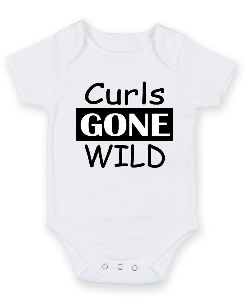 Curls Gone Wild Personalised Baby Boy Girl Unisex Short Sleeve Bodysuit