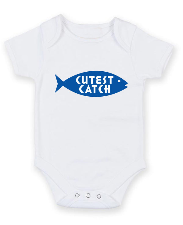 Cutest Catch Personalised Baby Boy Girl Unisex Short Sleeve Bodysuit