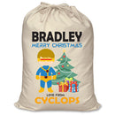 PERSONALISED Cartoon Inspired Super Hero Captain One Eye - XL Children's Christmas Santa Sack CUSTOMISE Present
