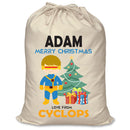 PERSONALISED Cartoon Inspired Super Hero Captain One Eye ADAM - XL Children's Christmas Santa Sack CUSTOMISE Present