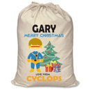 PERSONALISED Cartoon Inspired Super Hero Captain One Eye GARY - XL Children's Christmas Santa Sack CUSTOMISE Present