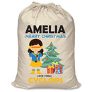 PERSONALISED Cartoon Inspired Super Hero Captain One Eye Girl - XL Children's Christmas Santa Sack CUSTOMISE Present