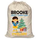 PERSONALISED Cartoon Inspired Super Hero Captain One Eye Girl BROOKE - XL Children's Christmas Santa Sack CUSTOMISE Present
